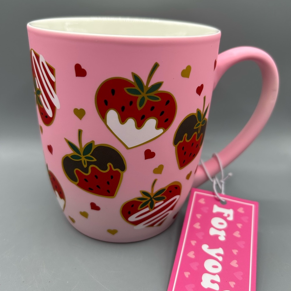 Sheffield Home Pink Chocolate Covered Strawberry Soft Touch Mug Valentine NEW
